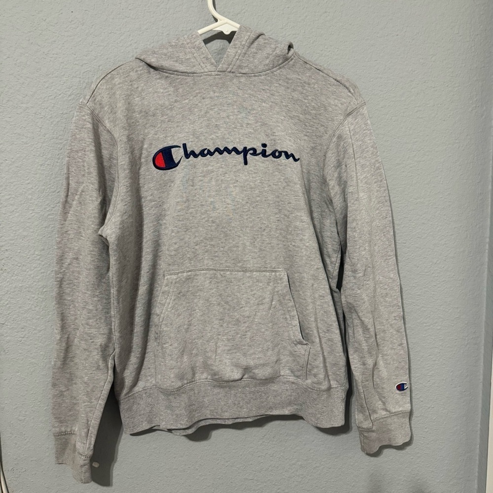 Champion Big Boy Authentic Athletic Grey Hooded Long Sleeves‎ Cozy Sweater Sz XL